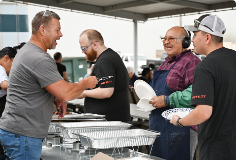 Employees Enjoying Company Breakfast